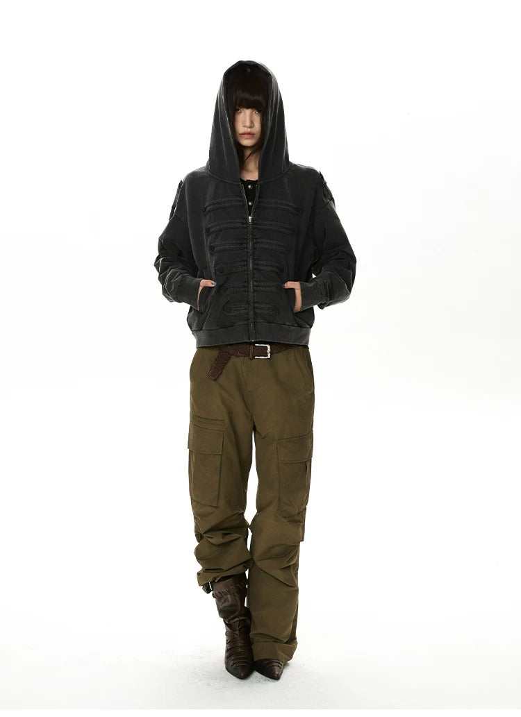 Distressed Napoleon Cropped Hoodie