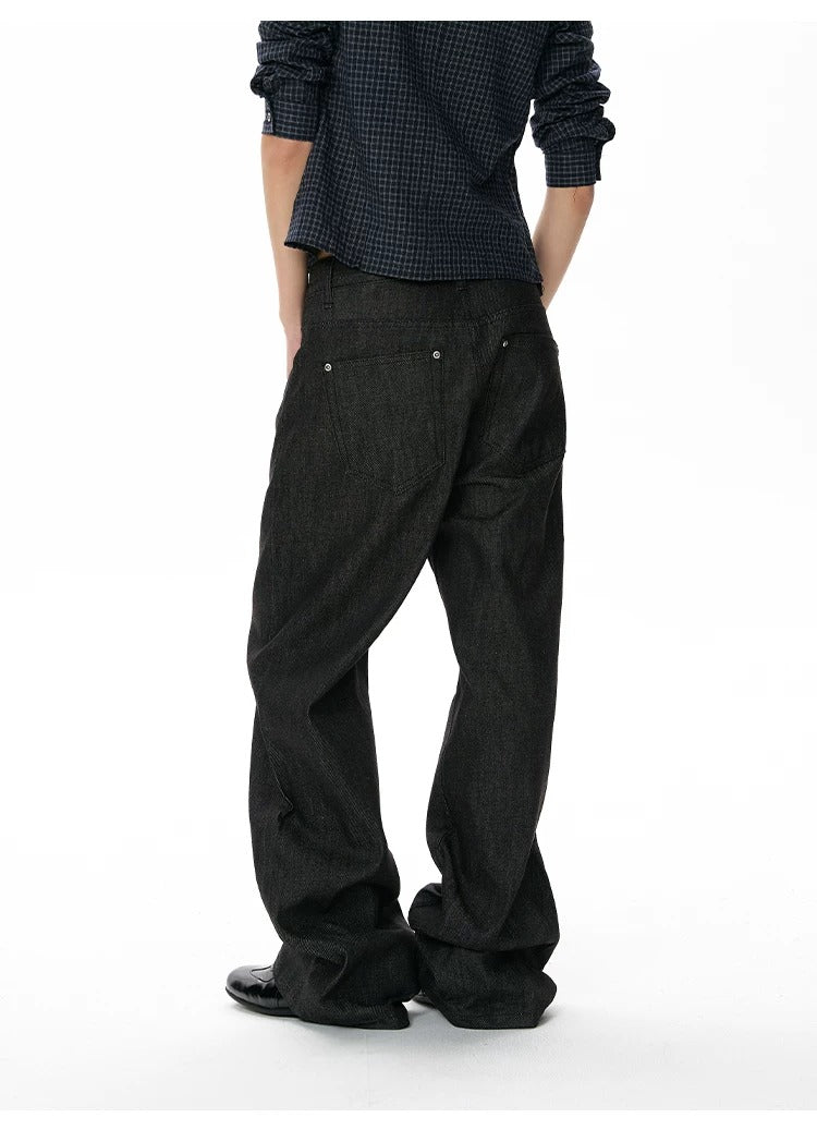 Raw Denim Relaxed Straight-Leg Jeans
