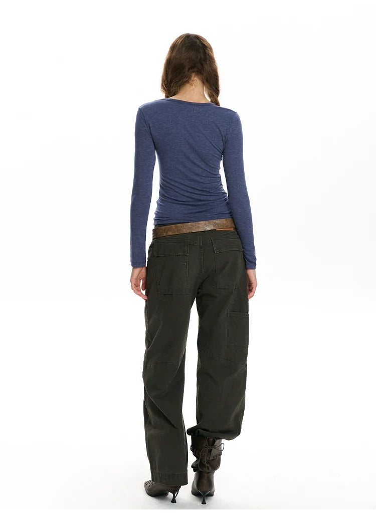 Henley Fitted Long-Sleeve Top