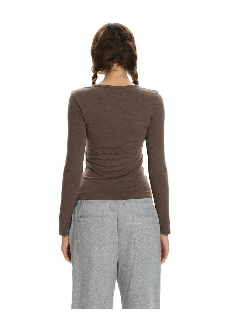 Henley Fitted Long-Sleeve Top