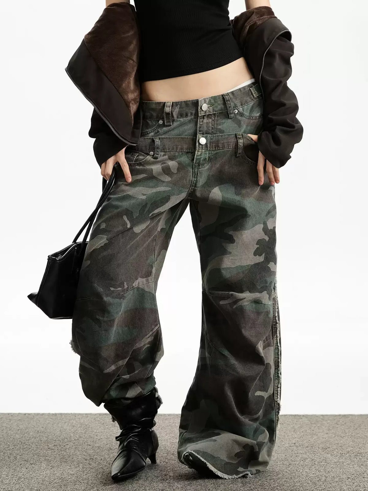 Double-Waist Camo Scimitar Cargo Pants