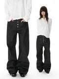 Raw Denim Relaxed Straight-Leg Jeans