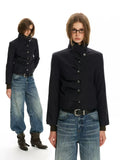 Pleated Asymmetric Cropped Jacket