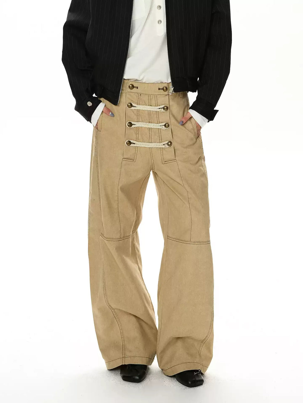 Vintage Napoleon Double-Breasted Straight-Leg Trousers