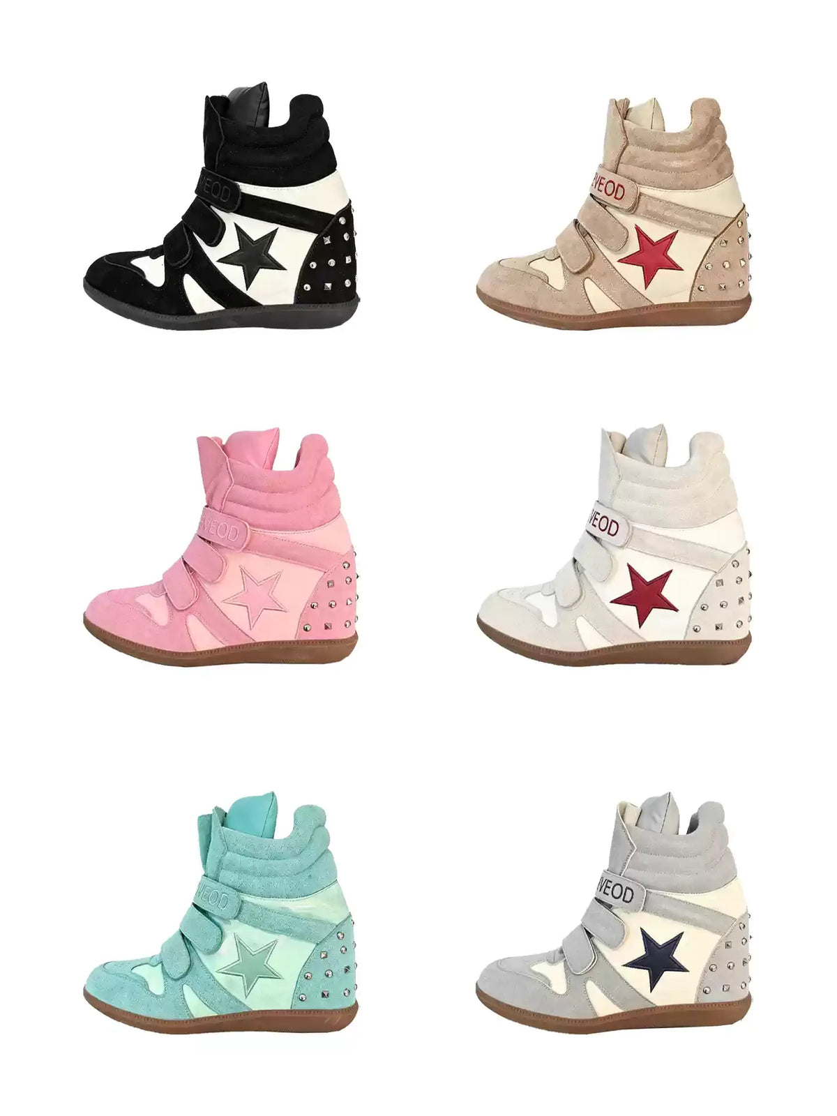 "Candy" Series Retro Y2K Cyber Colorful High Top Thick Sole Platform Wedge Sneakers, Unisex