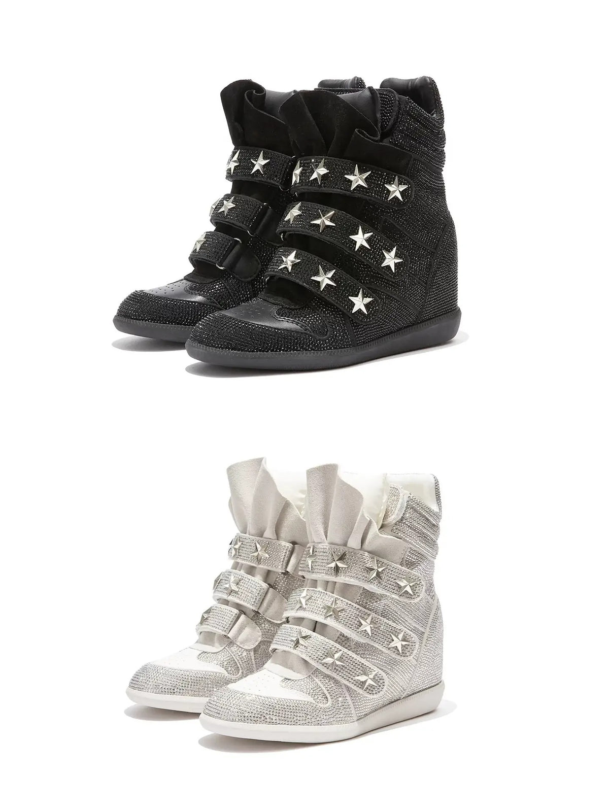 Flash Diamond Y2K Rhinestone Platform High-Top Sneakers