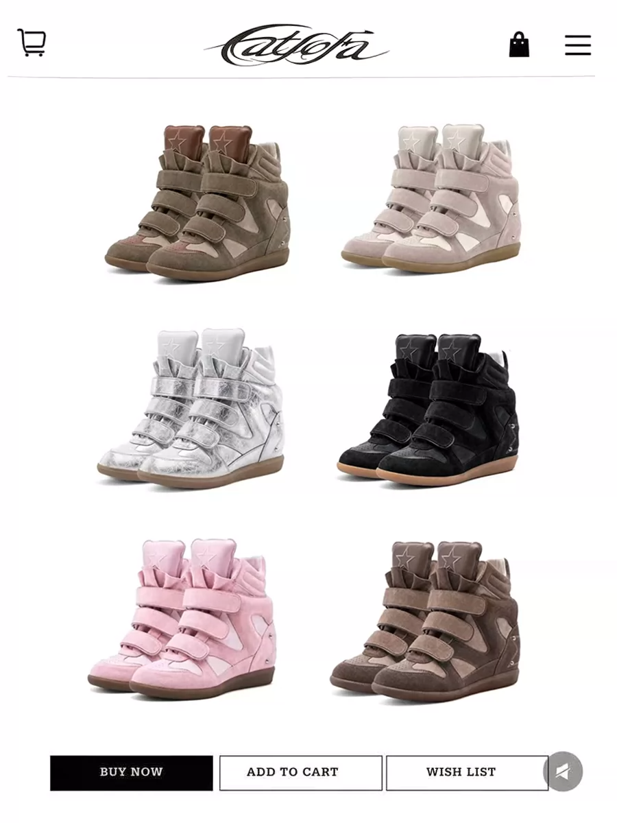 Catsofa 6CM Platform Velcro High-Top Sneakers