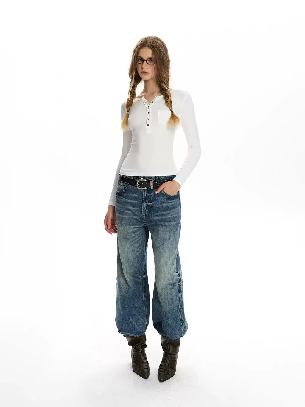Henley Fitted Long-Sleeve Top