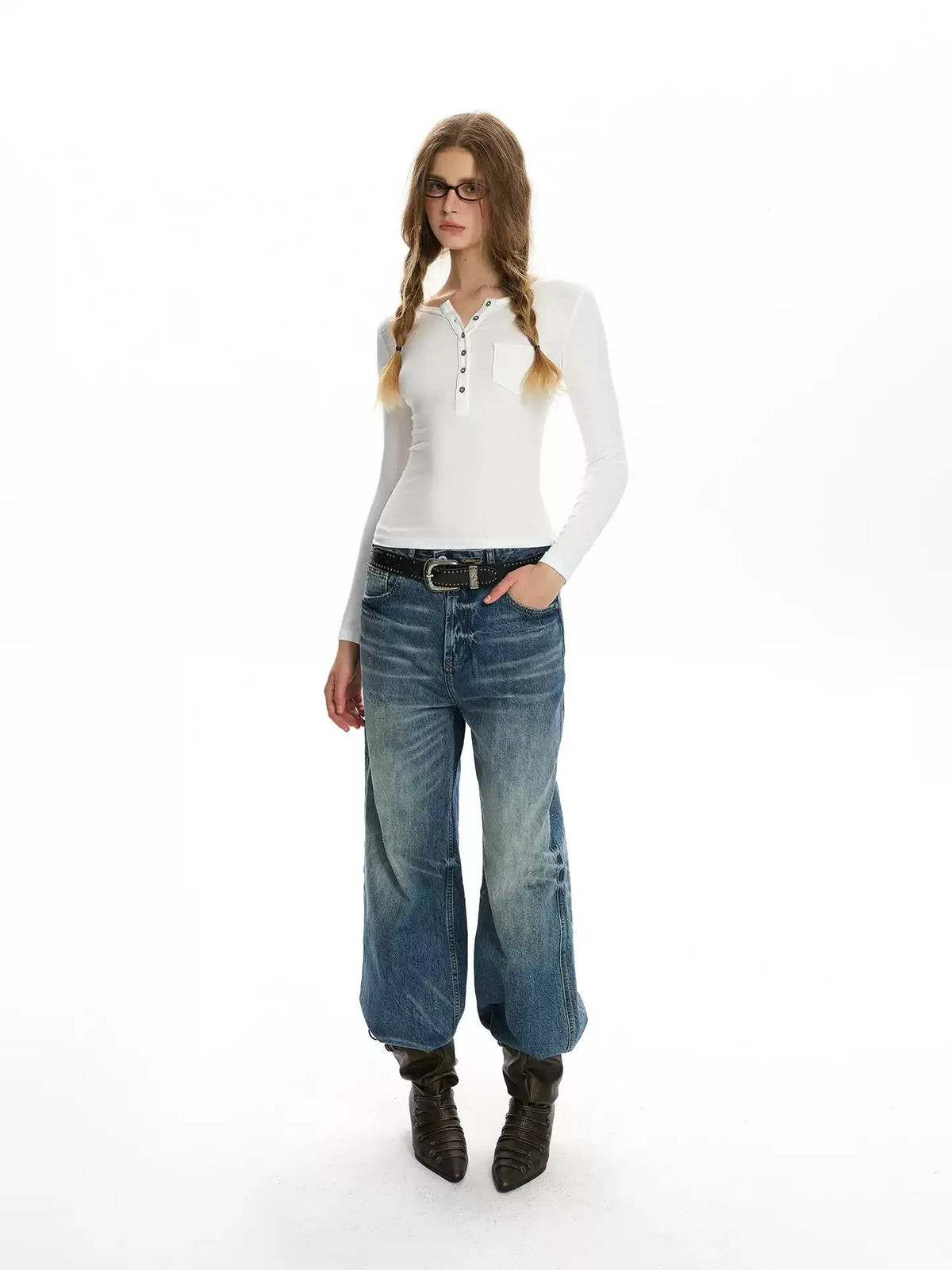 Henley Fitted Long-Sleeve Top