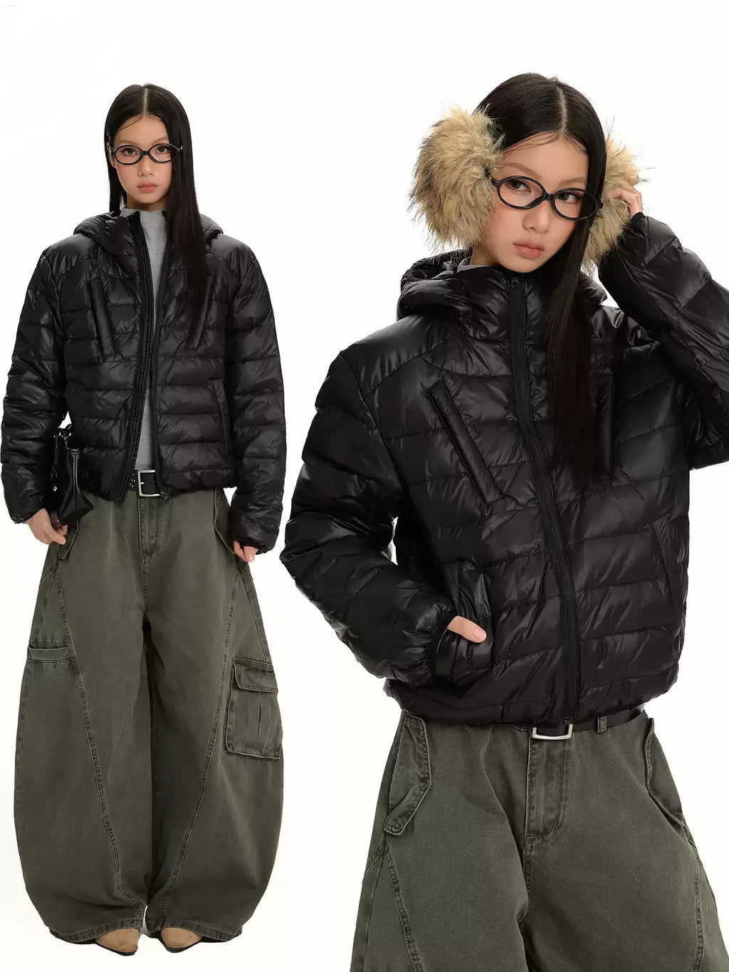 Minimal Quilted Hooded Puffer Jacket