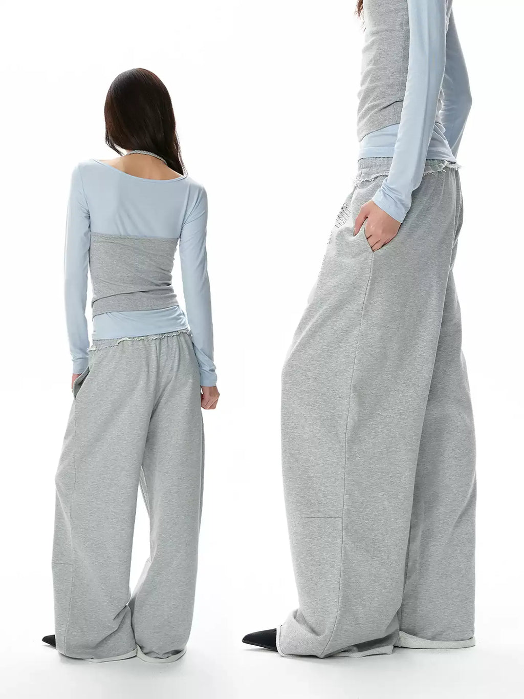 Studded Relaxed Wide-Leg Sweatpants