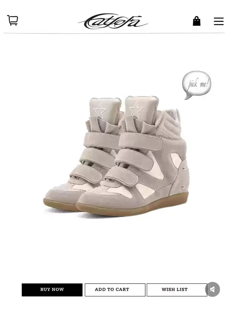 Catsofa 6CM Platform Velcro High-Top Sneakers