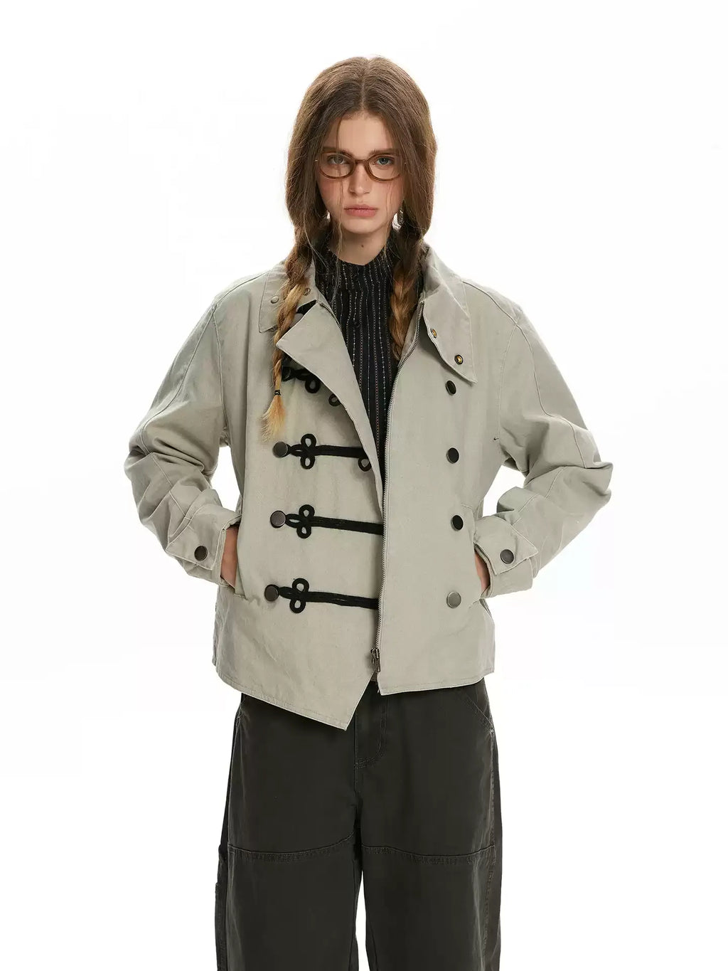 Vintage Napoleon Stand-Collar Utility Jacket