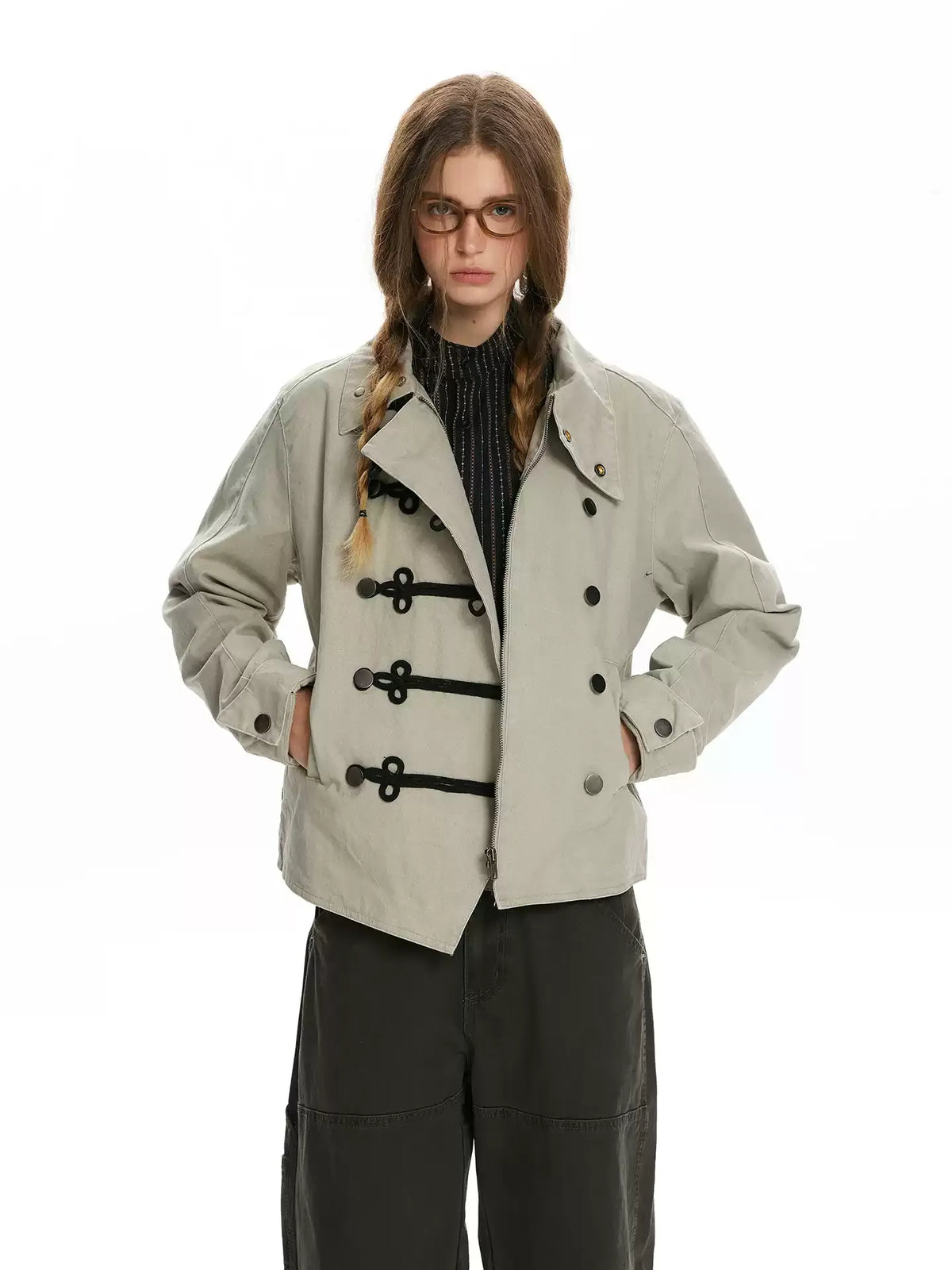 Vintage Napoleon Stand-Collar Utility Jacket