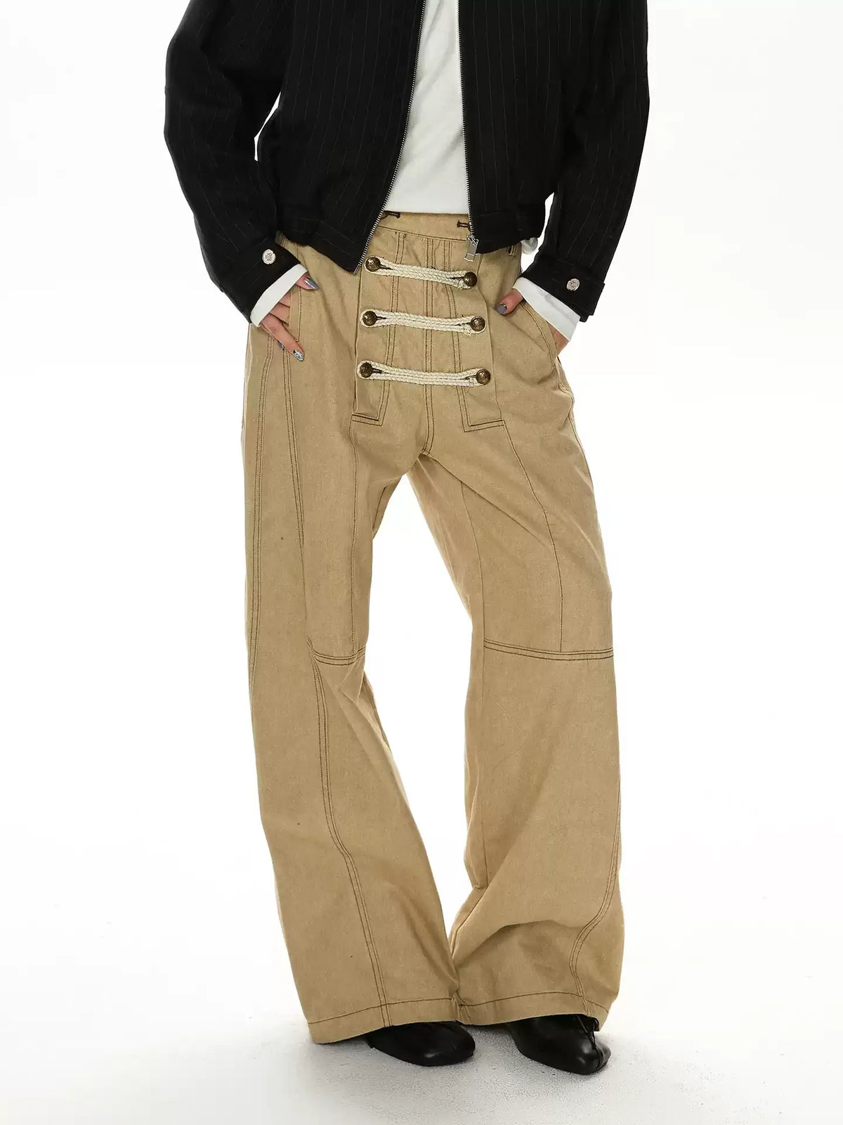 Vintage Napoleon Double-Breasted Straight-Leg Trousers