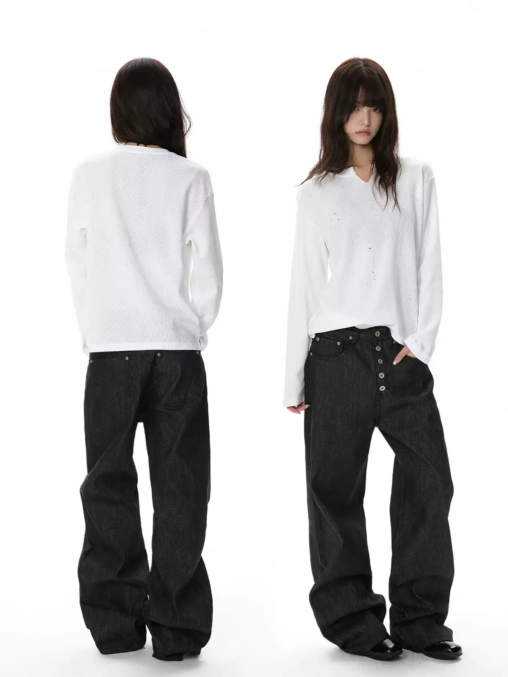 Raw Denim Relaxed Straight-Leg Jeans