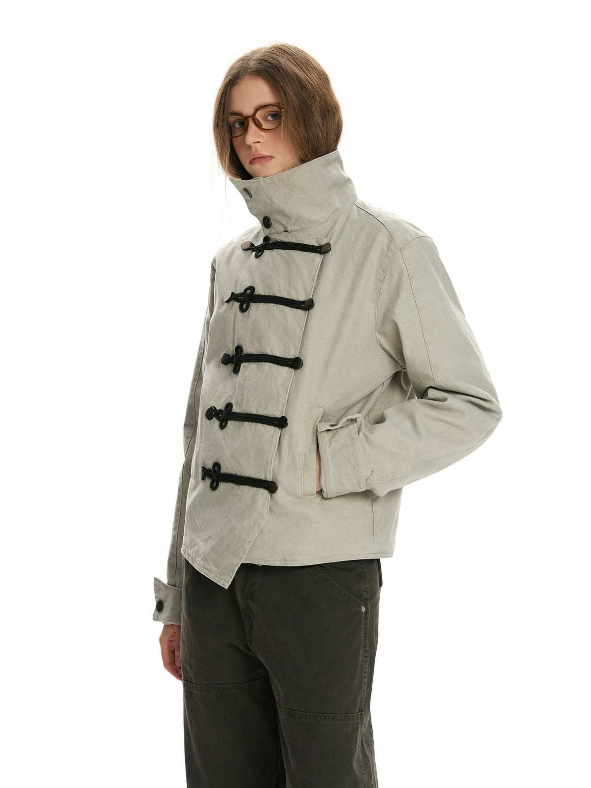 Vintage Napoleon Stand-Collar Utility Jacket
