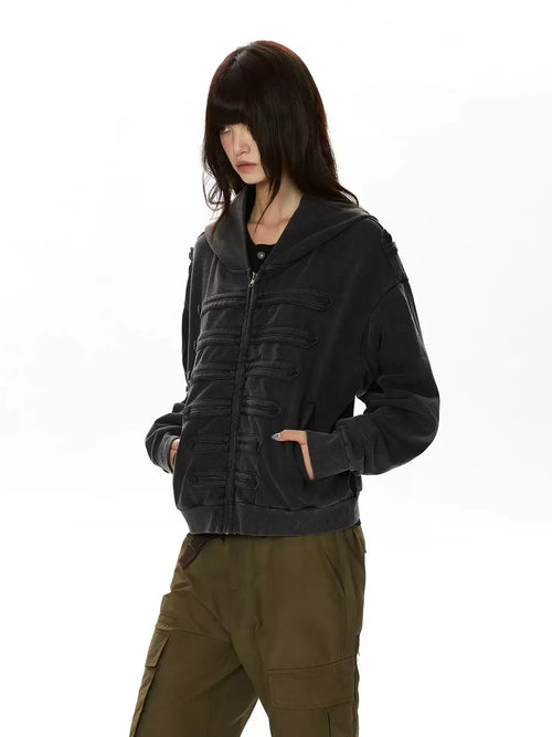 Distressed Napoleon Cropped Hoodie