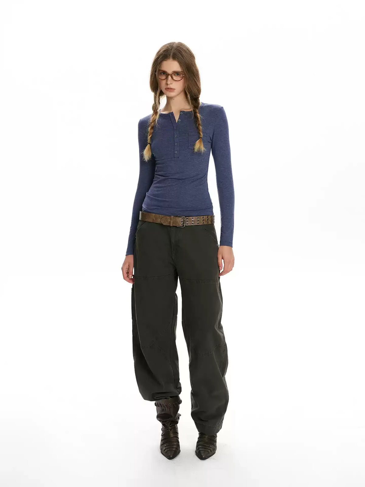Henley Fitted Long-Sleeve Top