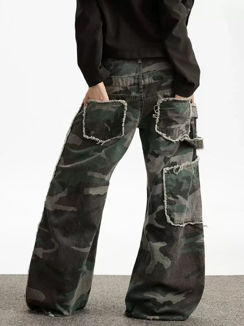 Double-Waist Camo Scimitar Cargo Pants