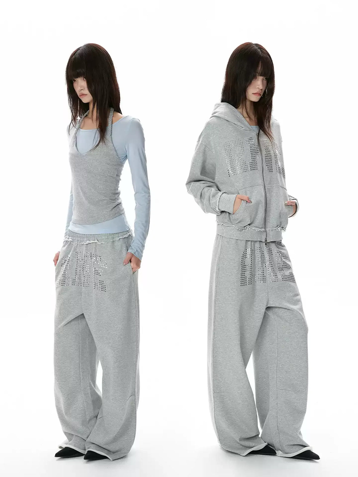 Studded Relaxed Wide-Leg Sweatpants