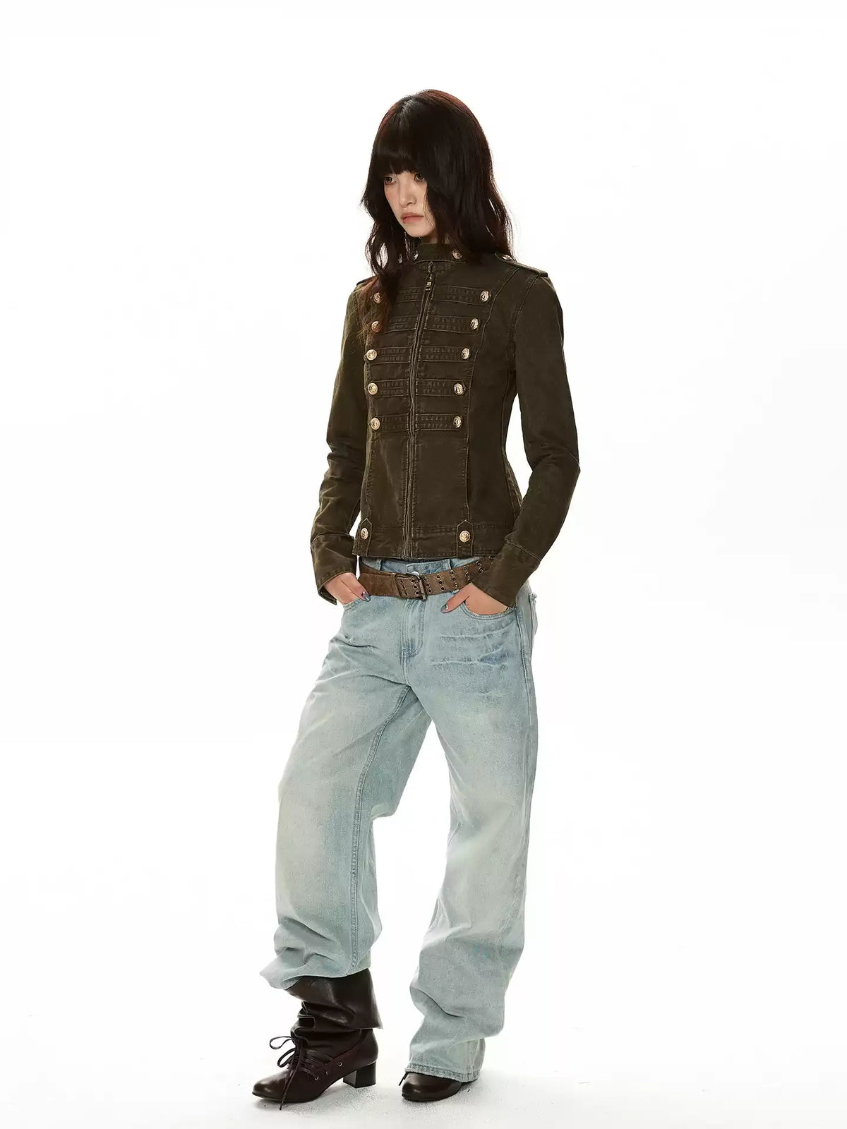 Washed Lightning Low-Rise Straight Jeans