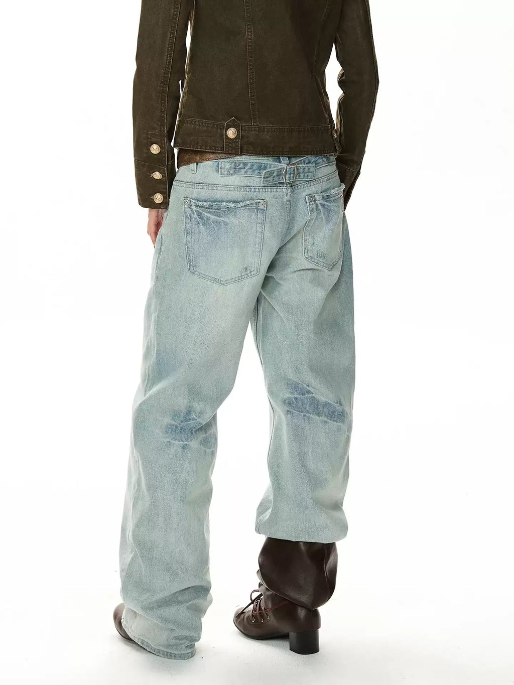 Washed Lightning Low-Rise Straight Jeans