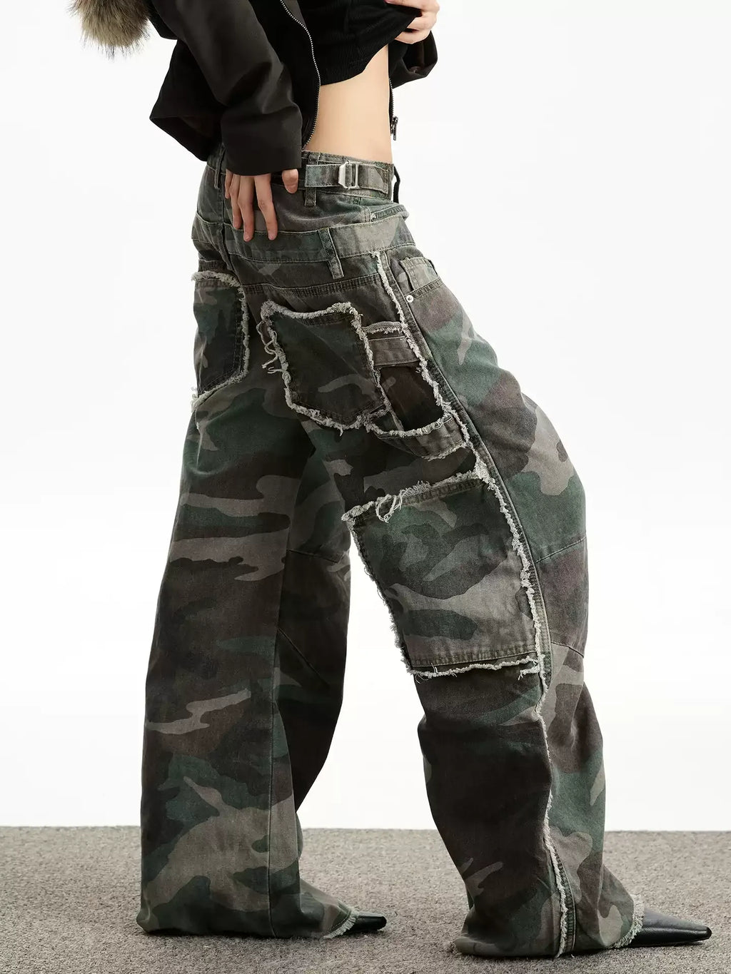 Double-Waist Camo Scimitar Cargo Pants