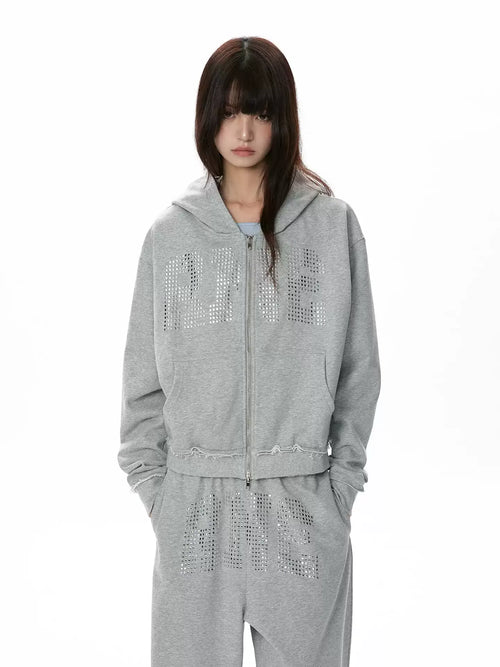 Grey Studded Hoodie