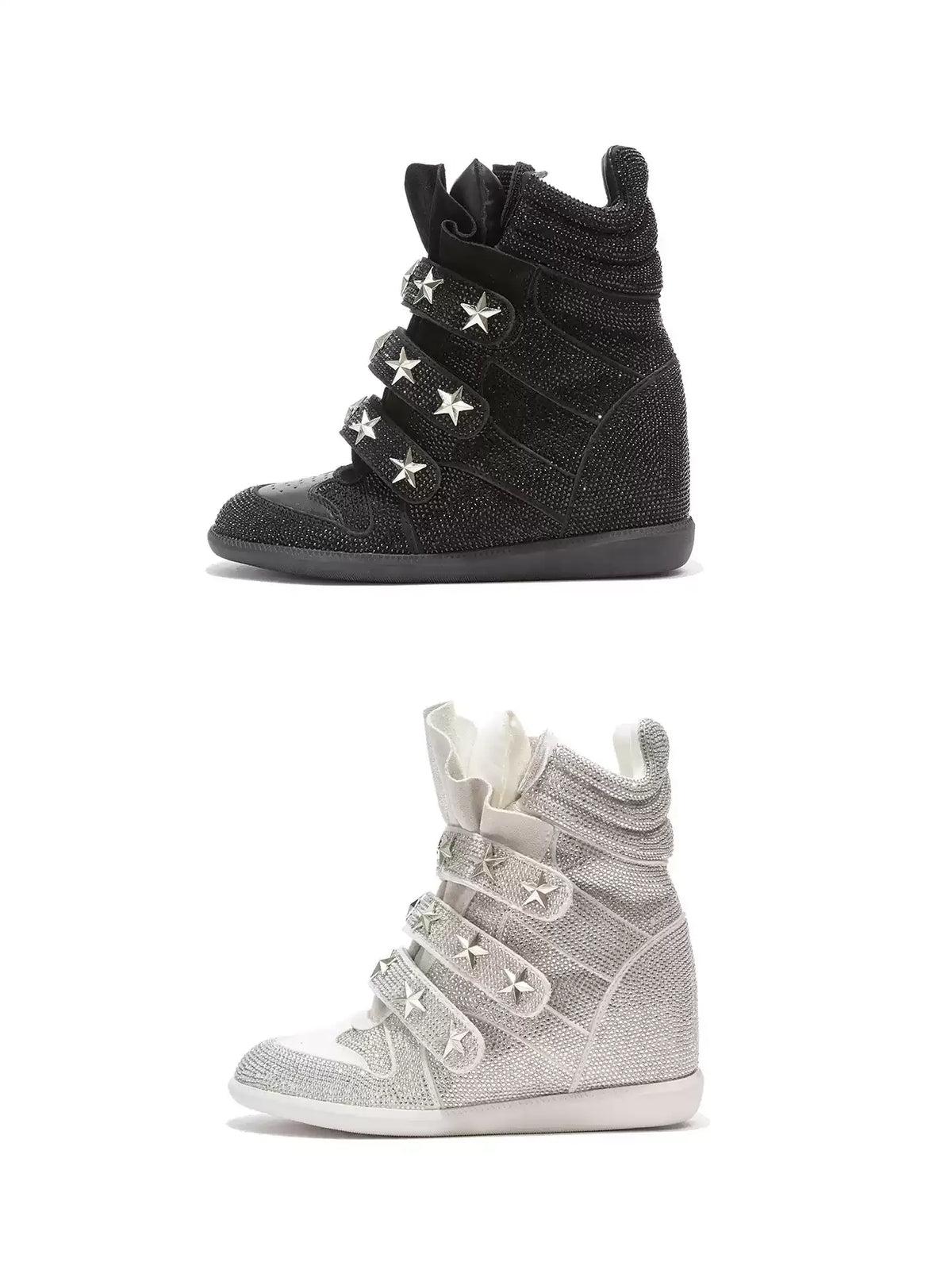 Flash Diamond Y2K Rhinestone Platform High-Top Sneakers