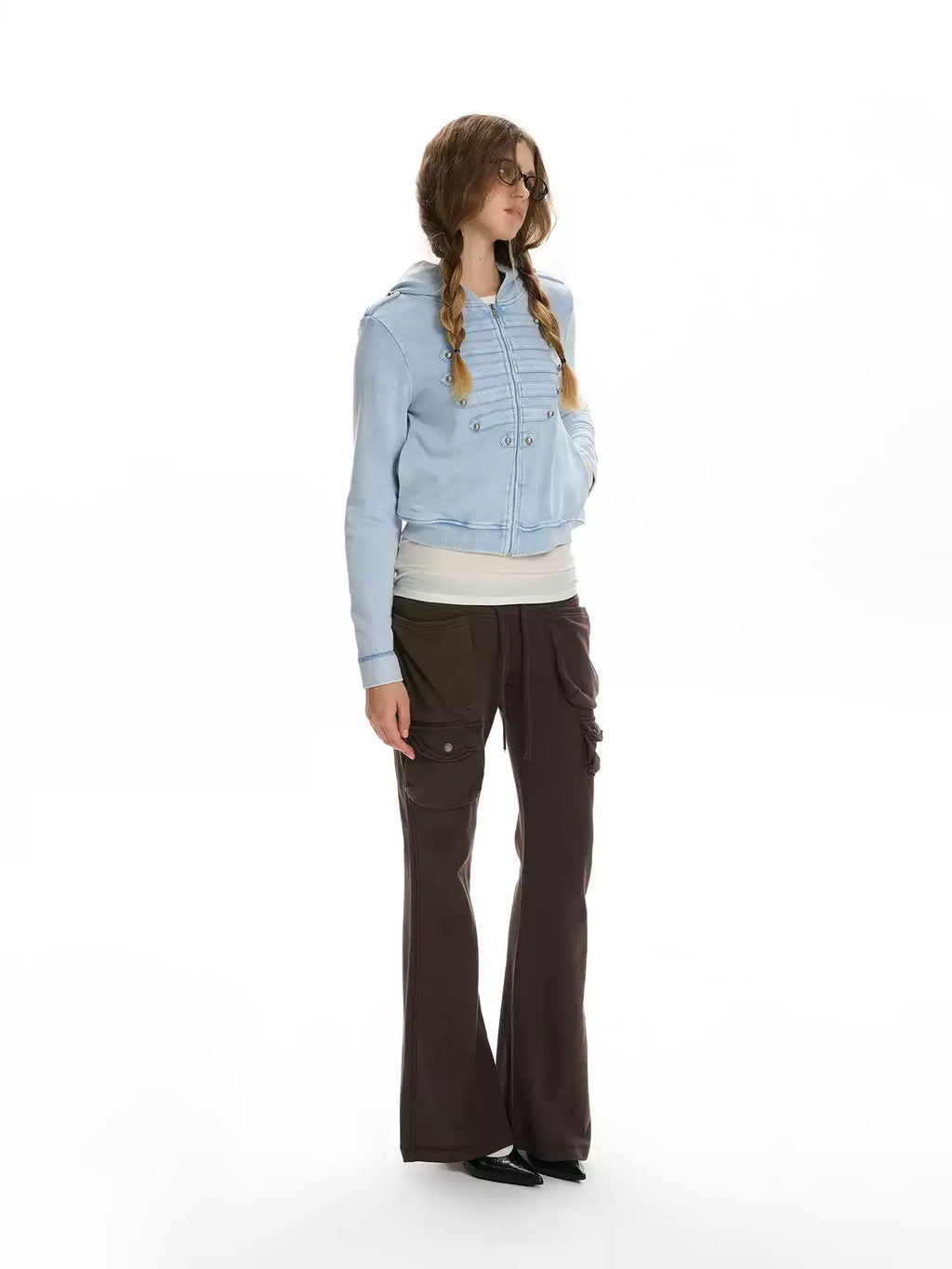 Vintage Washed Napoleon Cropped Hoodie