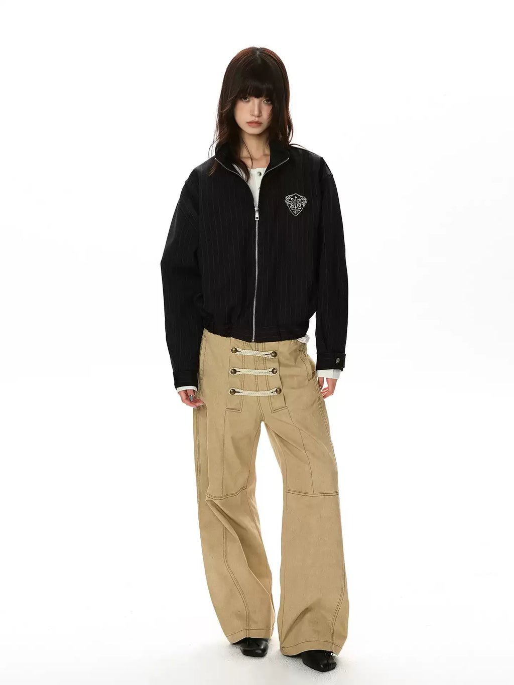 Vintage Napoleon Double-Breasted Straight-Leg Trousers