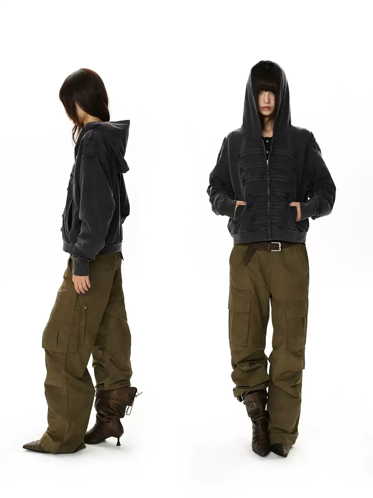 Distressed Napoleon Cropped Hoodie
