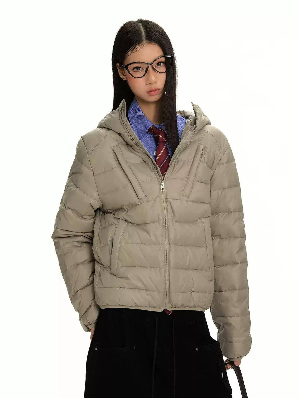 Minimal Quilted Hooded Puffer Jacket