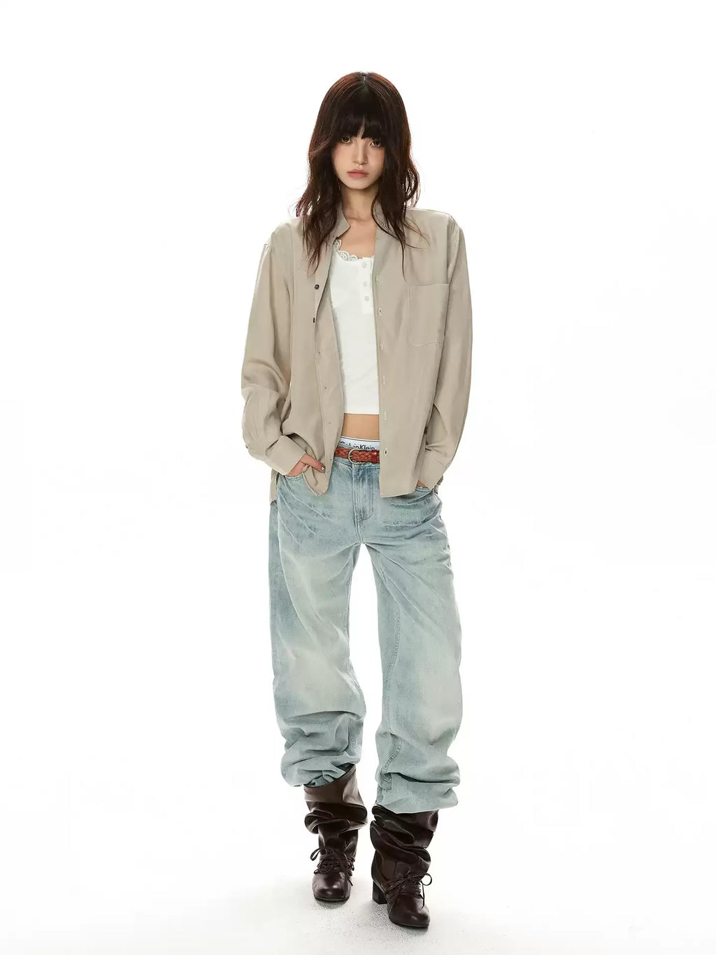 Washed Lightning Low-Rise Straight Jeans