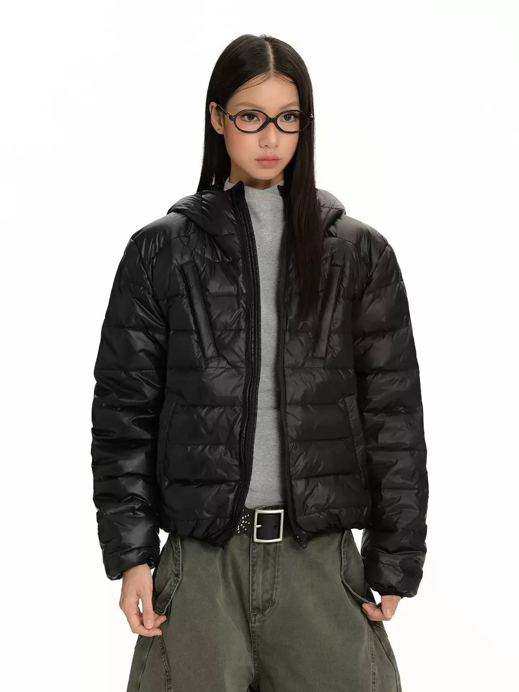 Minimal Quilted Hooded Puffer Jacket