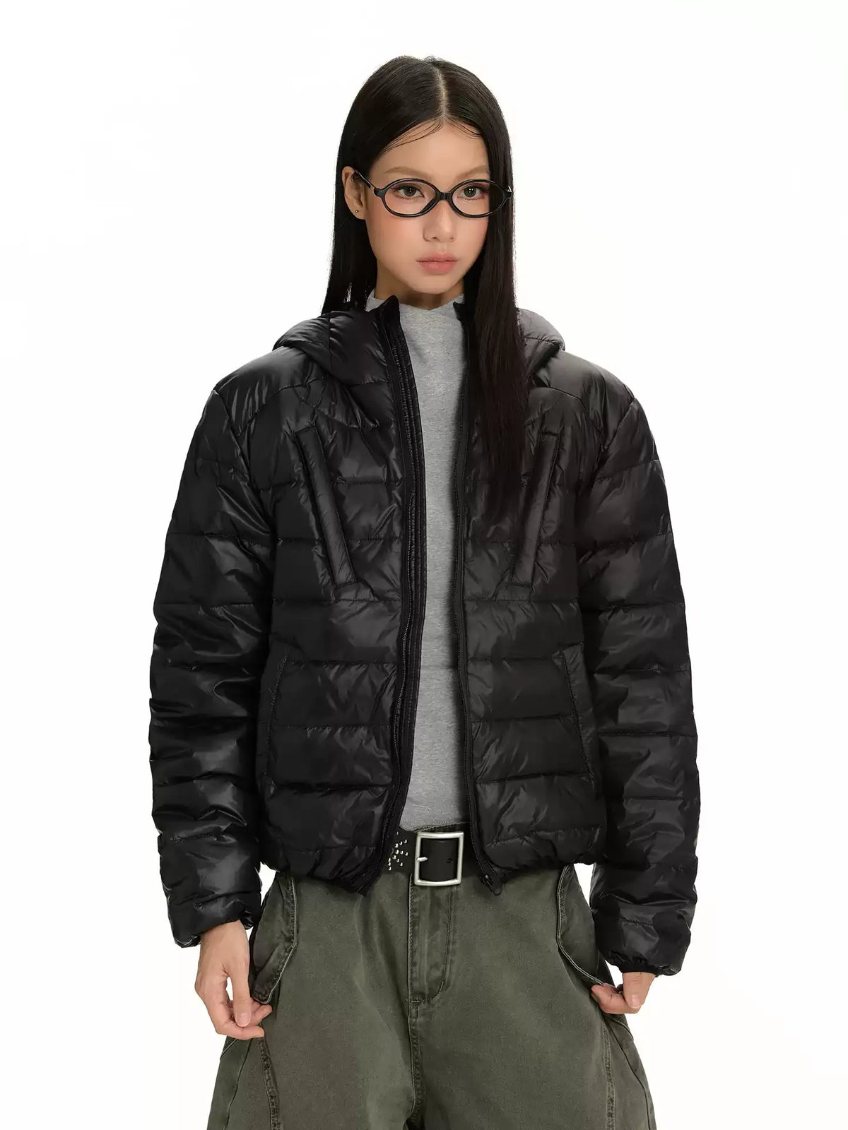 Minimal Quilted Hooded Puffer Jacket