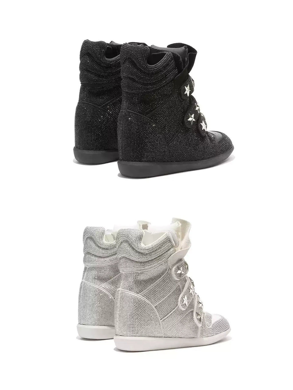 Flash Diamond Y2K Rhinestone Platform High-Top Sneakers