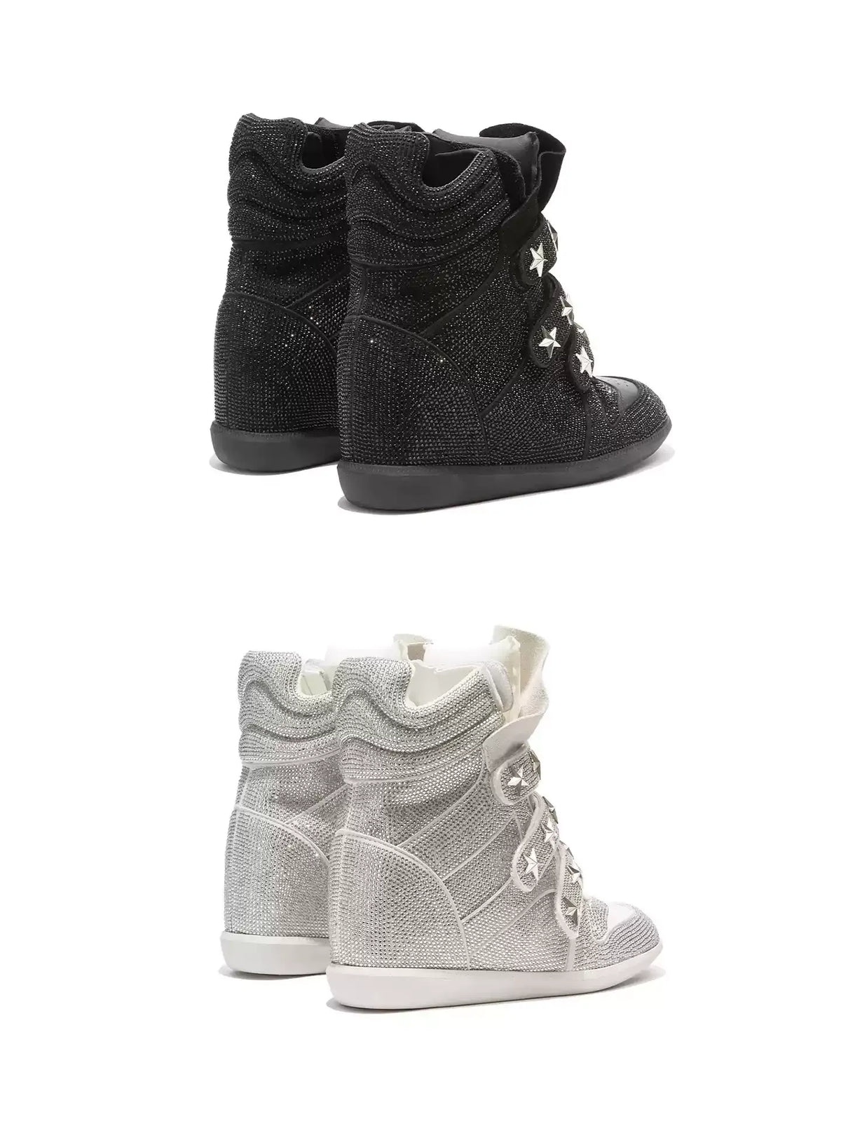 Flash Diamond Y2K Rhinestone Platform High-Top Sneakers