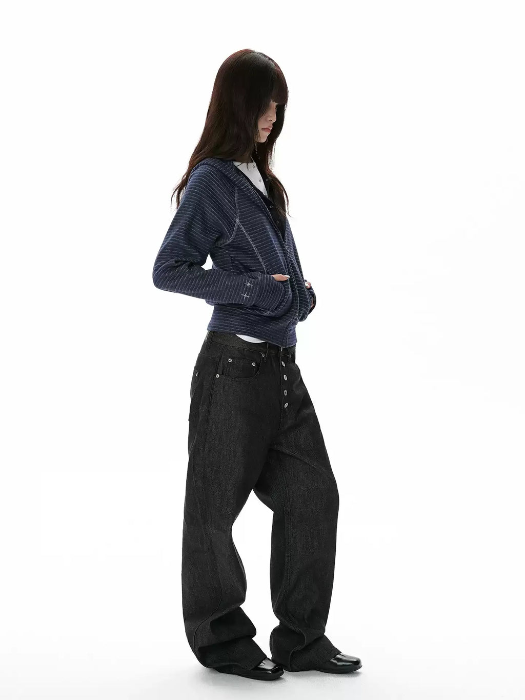Raw Denim Relaxed Straight-Leg Jeans