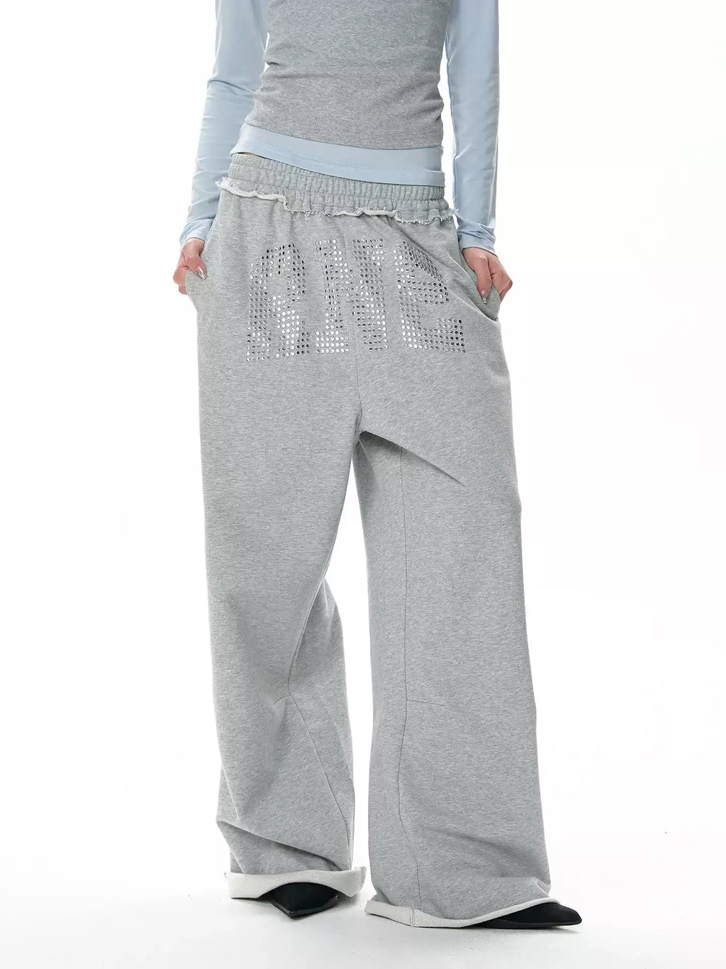 Studded Relaxed Wide-Leg Sweatpants